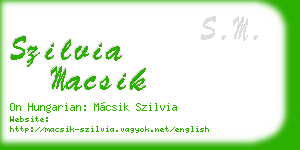 szilvia macsik business card